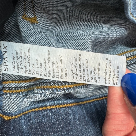 Spanx Pull On Skinny Legging Jean Womens Size Large Mid Rise Dark Wash Stretch - Picture 7 of 14